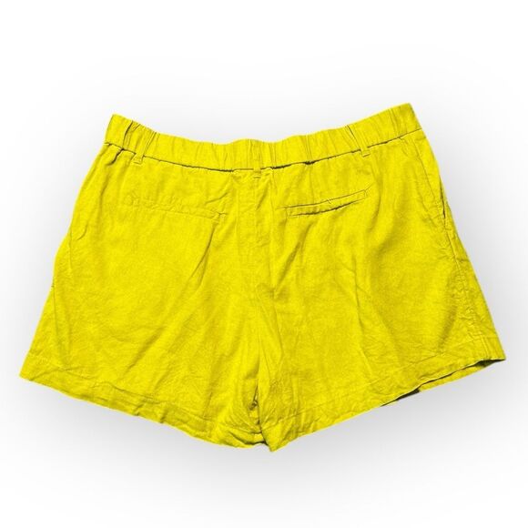 A New Day Shorts Womens Size 16 Linen Blend Relaxed Fit Mustard Yellow Trousers - Picture 2 of 6